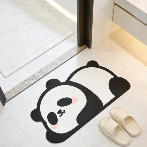 Miniatura 10 de Alfombra de baño con diseño de animales bonitos, antideslizante, súper absorbente, ultra fina, para ducha, bañera y fregadero, tapete de baño de Oso