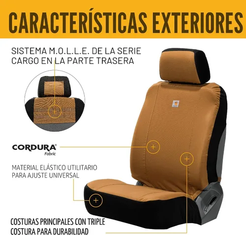 Miniatura 2 de Carhartt Funda de asiento de cubo ajustada universal de lona duck de nylon, protección duradera del asiento con Rain Defender, individual, negro