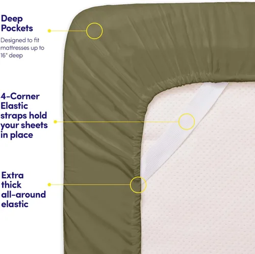 Miniatura 251 de 1500 Supreme Collection - Juego de sábanas y fundas de almohada para colchón, extrasuaves, correas elásticas en las esquinas, sábanas de bolsillo