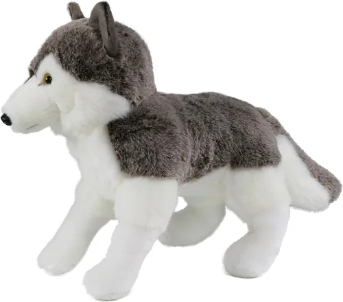 Miniatura 4 de Ice King Bear Peluche realista de lobo siberiano, juguete de peluche, 14 pulgadas de longitud (de pie)