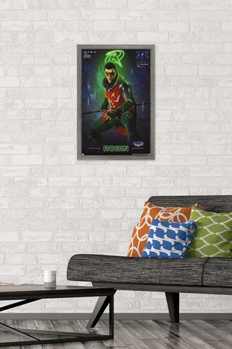 Miniatura 2 de Trends International DC Comics Gotham Knights - Póster de pared de Robin, 14.725 x 22.375 pulgadas, versión enmarcada de madera de granero