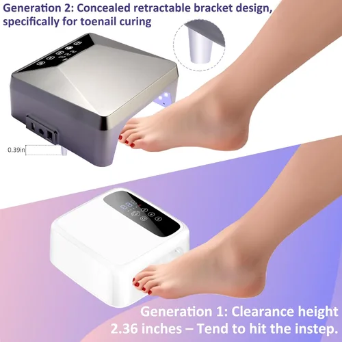 Miniatura 2 de Lámpara de uñas LED UV recargable de 78 W para uñas de gel, secadora de uñas inalámbrica con soporte telescópico oculto para manos y pies, batería