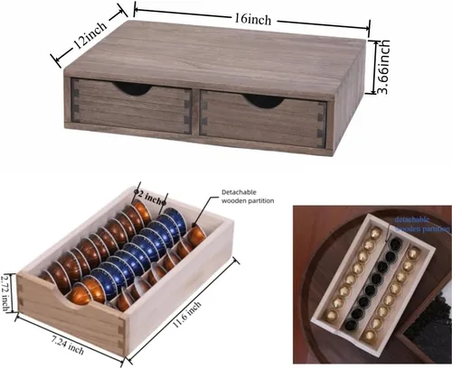 Miniatura 3 de DDYURI Cajón Organizador de Almacenamiento para Cápsulas de Café - Organizador de Escritorio Multifuncional con Cajones Para Cápsulas K de Cafetera