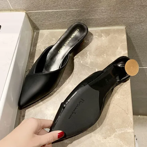 Miniatura 6 de Cómodas sandalias de tacón bajo con punta cerrada para mujer, zapatos elegantes y casuales