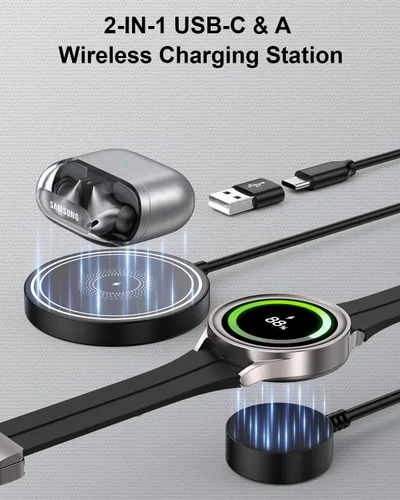 Miniatura 3 de Cargador inalámbrico para Samsung 2 en 1, almohadilla de carga inalámbrica magnética para Samsung Galaxy Watch8 Classic/8/7/6/5/4/3,15W estación