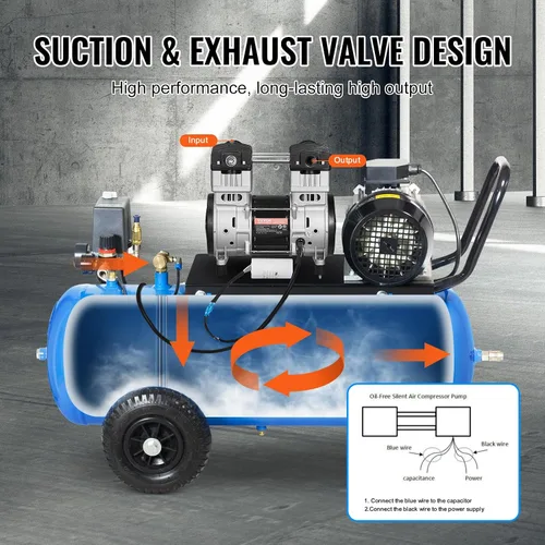 Miniatura 4 de Motor de compresor de aire VEVOR, compresor de bomba de aire libre de aceite de 2HP 5.2CFM @ 90PSI y presión máxima de 145PSI, motor de compresor