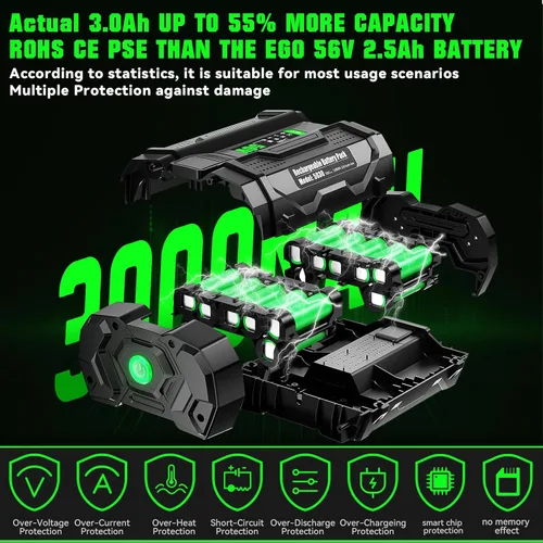 Miniatura 3 de Repuesto para batería EGO 56V BA2800 56V 3.0Ah BA2800 BA1400 BA2800T BA4200 BA1400T BA1400T compatible con todas las herramientas eléctricas EGO 56V