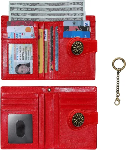 Miniatura 3 de Travelambo Rfid Wallet - Cartera de cuero para mujer, Rojo -, Moda