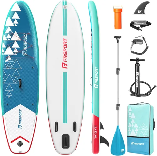 Miniatura 21 de FBSPORT Tabla de remo de pie prémium de 11 pies, tabla de yoga con accesorios de SUP y bolsa de transporte, amplia posición, control de surf, Verde