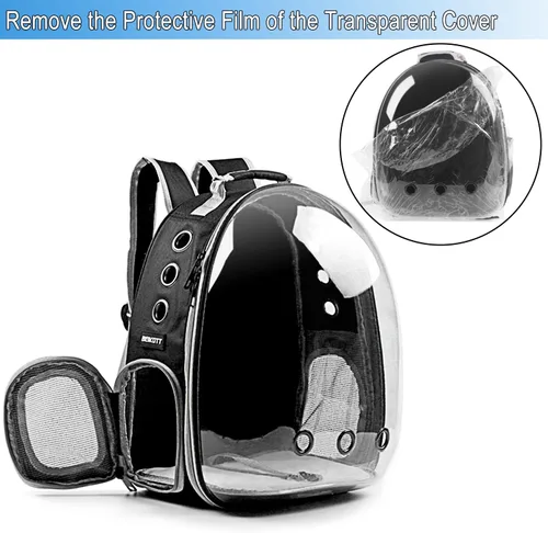 Miniatura 6 de Mochila para llevar a tu mascota (gatos, perros, conejos, etc.), aprobada por aerolíneas, mochila transparente con cápsula y ventilación