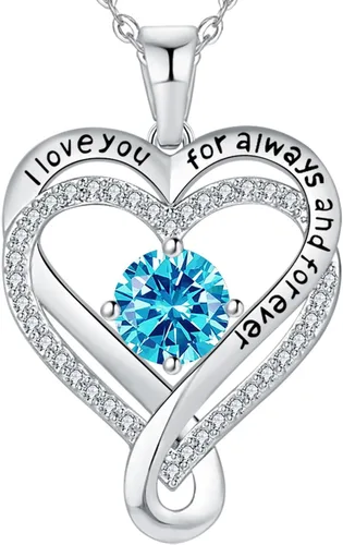 Jewelry for Women Wife Infinity Heart Birthstone I Love You Necklace S925 Anniversary Women Necklaces for Her Wife Birthday Gift Ideas, Birthday