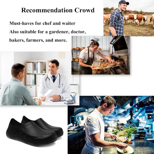 Miniatura 6 de Haifago Zapatos de chef antideslizantes para hombre, zuecos de trabajo de cocina resistentes al aceite, zapatos de servicio de alimentos