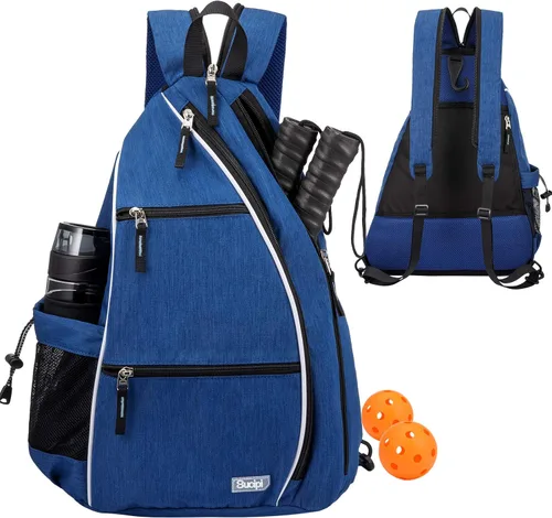 Sucipi Pickleball Bag - Men's & Women's Pickleball Backpack, Adjustable Sling Bag w/Fence Hook/Large Capacity/Safety Pocket Azul