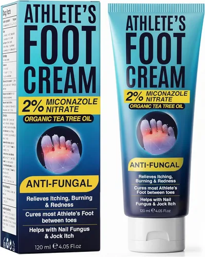Athlete's Foot Cream Antifúngico para talones agrietados, piel seca y picor en los pies | Alivia la picazón, el ardor y el enrojecimiento |