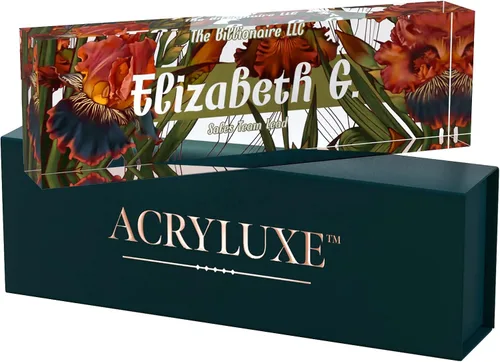 Miniatura 15 de Placa de nombre personalizada para escritorio, placas de nombre personalizadas de 2½/x8 pulgadas, acrílico transparente grueso, caja de regalo