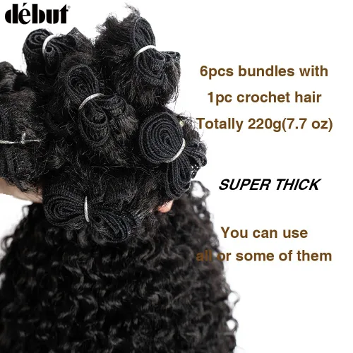 Miniatura 4 de 7 mechones de cabello sintético rizado tipo afro de 22, 24 y 26 pulgadas (7.76 oz) elaborado con fibra de alta temperatura.