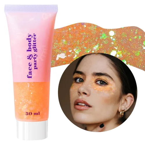 Miniatura 29 de DAGEDA Gel de purpurina corporal, lentejuelas de gel corporal con purpurina para la cara, sombra de ojos líquida, purpurina gruesa para cara, Sirena