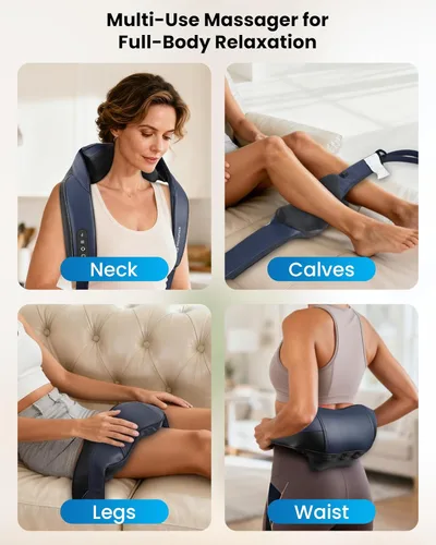 Miniatura 8 de COMFIER Masajeador de cuello inalámbrico con calor FSA, 4D Shiatsu profundo amasamiento para cuello y hombros, almohada de masaje de calefacción