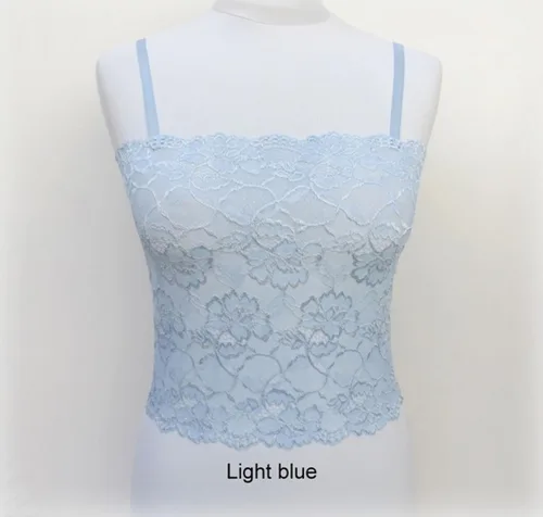 Miniatura 3 de Royal Blue See Through Floral Elastic Lace Tank Top Cami