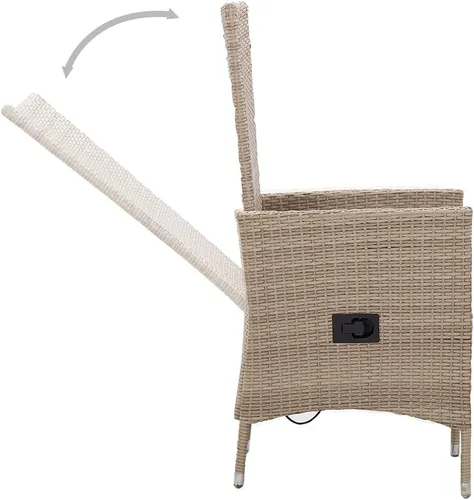 Miniatura 5 de Ensemble de Jardin Salon de 2 Places avec Table en Verre, Mobilier de Jardin Résistant aux Intempéries en Rotin Synthétique Beige et Noir Pour