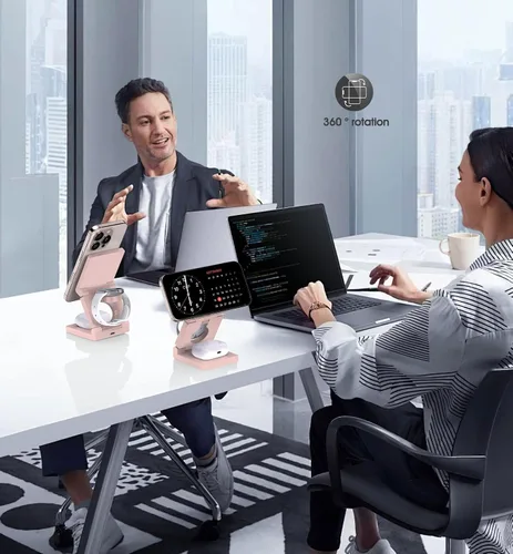 Miniatura 8 de Estación de carga inalámbrica 3 en 1 para múltiples dispositivos Apple - Cargador inalámbrico magnético plegable para viajes - Cargador de 18W