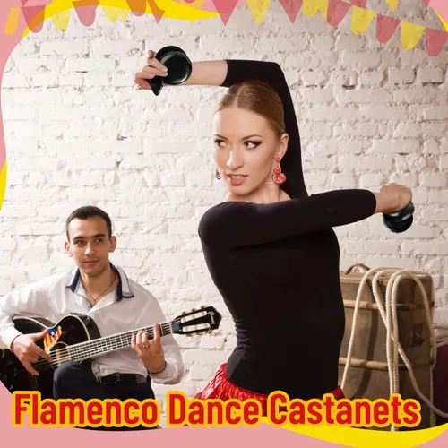 Miniatura 5 de Paquete de 2 castañuelas españolas de flamenco con cuerda, castañuelas de percusión de mano de madera tradicional para adultos, instrumento musical