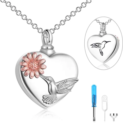 Miniatura 2 de YFN Collares de urna para cenizas, de plata de ley, alas de ángel de la guarda, collares de urna para cenizas, cremación de mascotas, joyería
