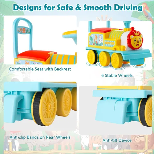 Miniatura 6 de Honey Joy - Tren para montar con 16 piezas de pistas, juguete eléctrico alimentado por batería de 6V para niños, luces intermitentes y música, Azul