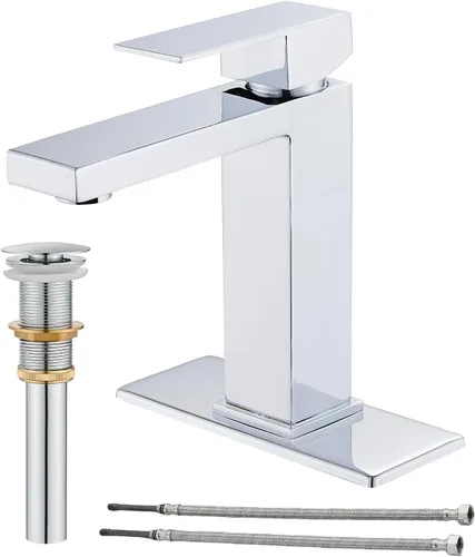 Miniatura 14 de AVSIILE llave de baño dorada cepillada, llave de baño dorada de un solo agujero, llave moderna de una sola manija de acero inoxidable para fregadero
