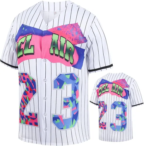 HUEBGIAE Traje de los años 90 para mujer, ropa unisex, camiseta de béisbol Bei Air para hip hop, camiseta de fiesta de Halloween