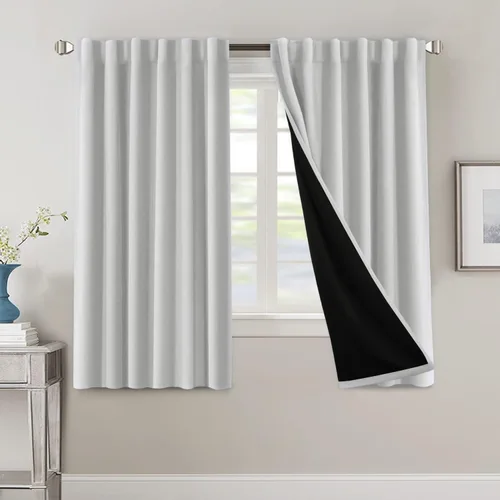 Miniatura 136 de H.VERSAILTEX Cortinas 100% opacas para dormitorio con forro negro, cortinas de oscurecimiento de habitación completa, con aislamiento térmico