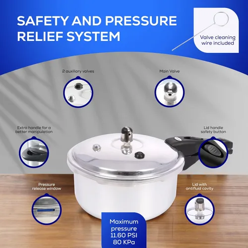 Miniatura 5 de Universal Olla a presión pequeña antióxido (3.7 cuartos / 3.5 litros), olla a presión de aluminio para 4 porciones, distribución uniforme del calor