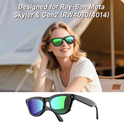 Miniatura 3 de HIBLOKS 4 clips polarizados para Ray-Ban Meta Skyler y Gen 2 (RW4010/RW4014 52-20), clips de decoloración de marco negro para RayBan Skyler protegen