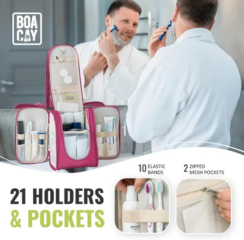 Miniatura 4 de Bolsa premium de artículos de aseo personal para viaje, para hombres y mujeres, bolsa de higiene, kit organizador de baño, con soporte de banda