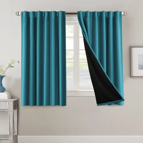 Miniatura 98 de H.VERSAILTEX Cortinas 100% opacas para dormitorio con forro negro, cortinas de oscurecimiento de habitación completa, con aislamiento térmico