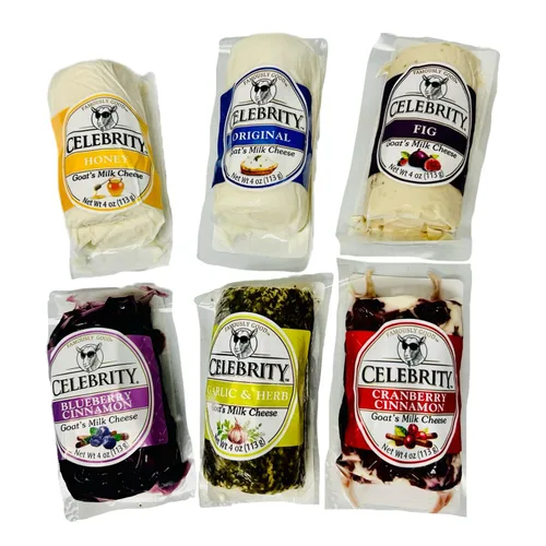 Celebrity - Queso de cabra | El paquete de 6 sabores incluye higo, arándano canela, miel, arándano canela, hierba original y ajo | Queso de cabra 4