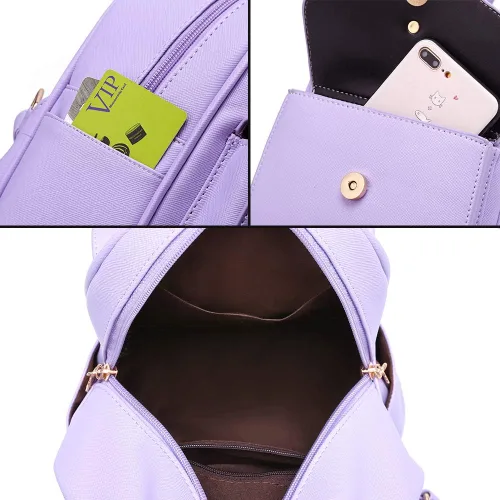Miniatura 6 de Bonita mochila de piel con lazo para mujer