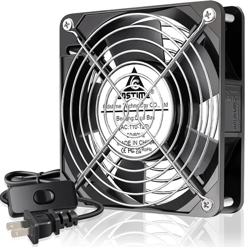 Miniatura 13 de GDSTIME Ventilador Axial de 90mm, 110V 120V CA, 92 mm x 92 mm x 25 mm, de rodamiento de bolas doble con cable de alimentación para proyectos