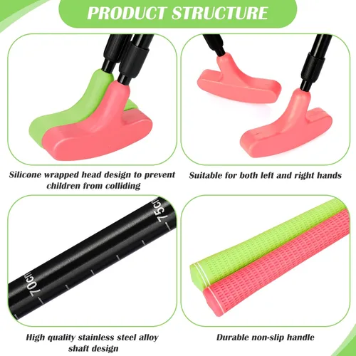 Miniatura 4 de Leyndo Paquete de 2 putters de golf para hombres y mujeres con 12 pelotas de golf bidireccionales ajustables para diestros o zurdos, juego de club