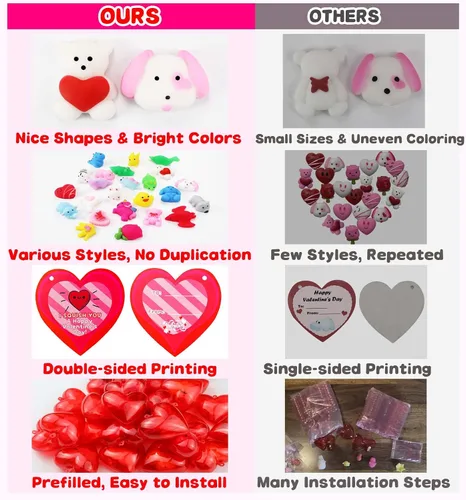 Miniatura 3 de Paquete de 28 regalos para el día de San Valentín para el aula de niños, juguetes blandos Mochi prellenados con tarjetas de San Valentín para niños