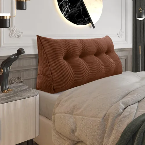 Miniatura 52 de Almohada de cabecera gruesa totalmente rellena individual XL, cabecero acolchado de dormitorio, soporte suave y firme, cojín grande triangular, Azul
