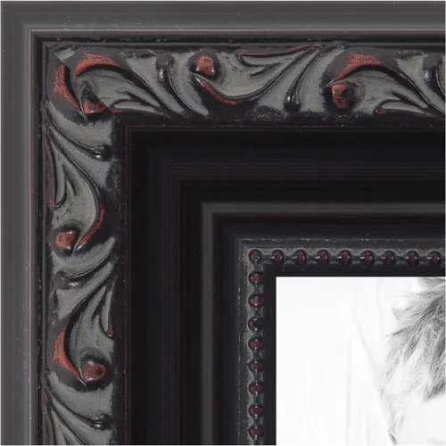 ArtToFrames 11 x 14 pulgadas, marco de fotos de madera negro con cuentas, WOMD10188-11x14