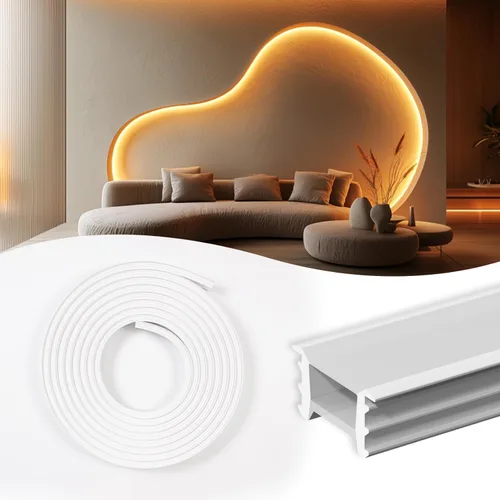 Muzata Difusor LED de silicona sin manchas de 16.5 pies/16.4 ft con canal LED blanco flexible con brida empotrada tubo flexible (tira de luces no es