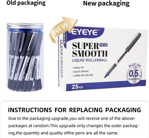 Miniatura 7 de EYEYE Paquete de 25 bolígrafos azules de punta extra fina de 0.020 in, secado rápido, tinta líquida, bolígrafo de escritura suave para diario, toma