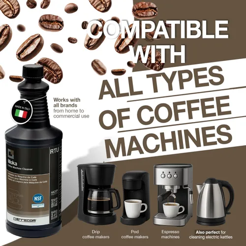 Miniatura 4 de ERRECOM Moka, Descalcificador de máquina de café, A3 registrado NSF, compatible con todas las máquinas de café y hervidores, botella de cuarto