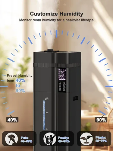 Miniatura 8 de Humidificadores de 13L/3.4 galones para dormitorio, humidificador ultrasónico de niebla cálida y fría para habitación grande, cubre 800 pies