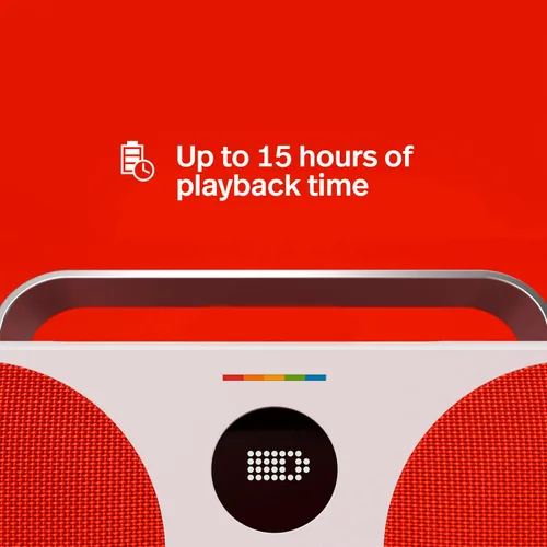Miniatura 5 de Polaroid Reproductor de música P3 (rojo) - Altavoz Bluetooth inalámbrico Boombox retro-Futurista recargable con emparejamiento estéreo dual