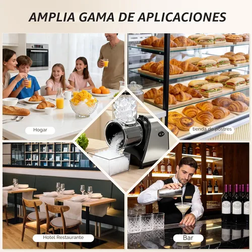 Miniatura 2 de Máquina de cono de nieve y máquina de hielo afeitado, máquina de hielo triturado en diseño de metal de acero inoxidable con palillo y bandeja