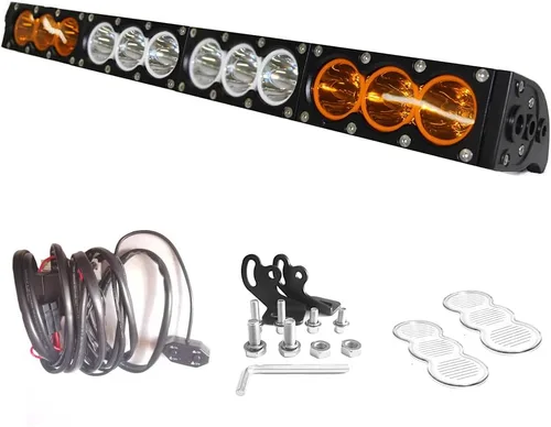 Miniatura 12 de AngelMa Barra de Luz LED de 12 Pulgadas 60W Ámbar Súper Brillante Spot Todoterreno de Una Sola Fila IP68 Impermeable para Cualquier Automóvil Camión
