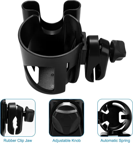 Miniatura 5 de Accmor Portavasos Universal para Andador, Portavasos para Silla de Ruedas con Soporte para Teléfono, Portabotellas Giratorio de 360° para Silla
